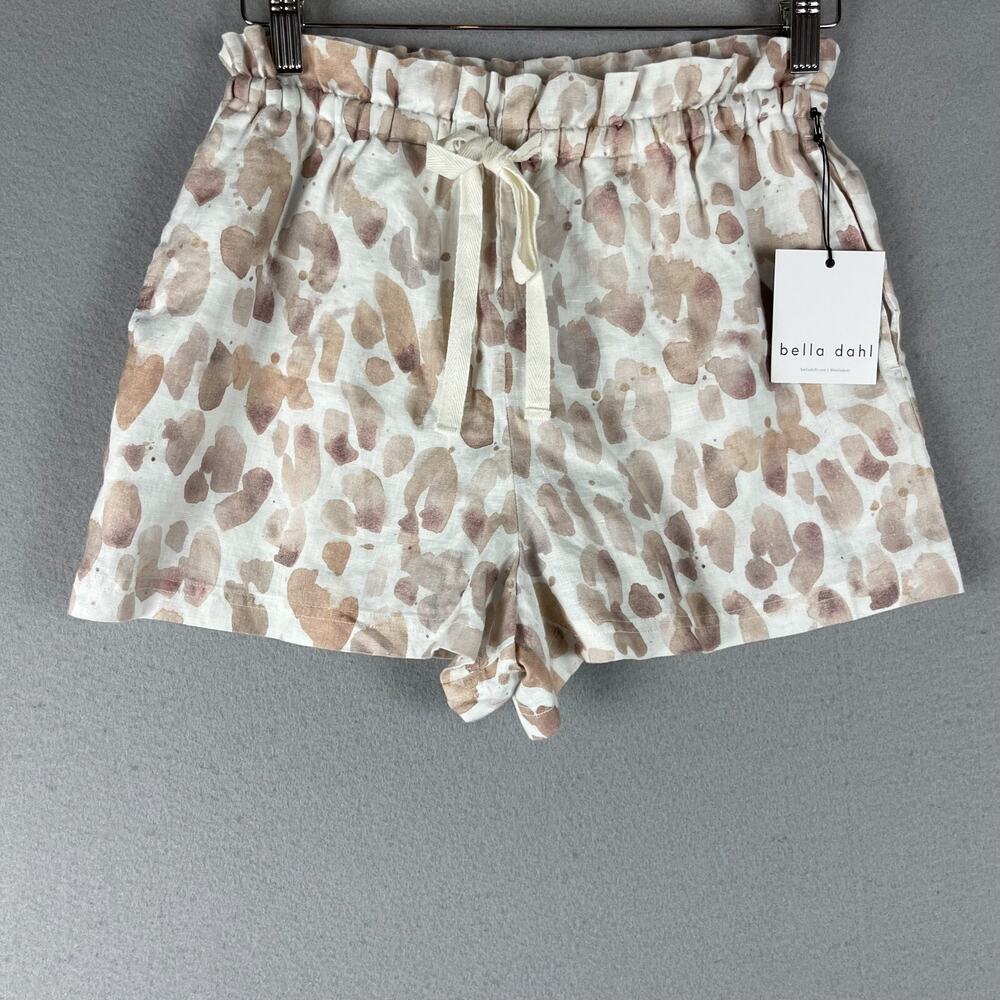 Bella Dahl Linen‎ Shorts Womens XS Printed Watercolor Ruffle Pull On Pocket NEW